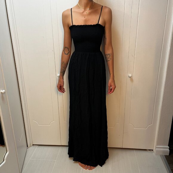Reformation Black Smocked Bodice Maxi Formal Dress - Picture 1 of 5